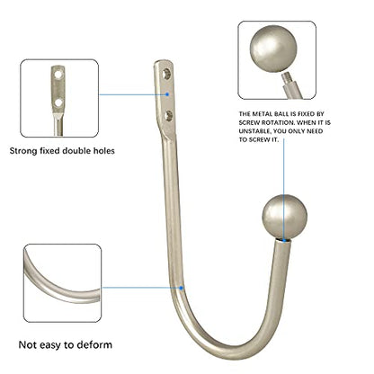 Curtain Holdback, 2 Pcs Wall Mounted Drapery Tiebacks with Screws, Silver - color: 2 Pcs, Silver