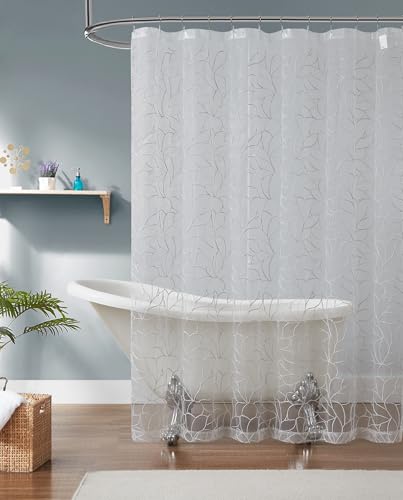 Warm Home Designs 72x72 Shower Curtain with Grey Embroidery. OLS Silver 72 - color: Silver