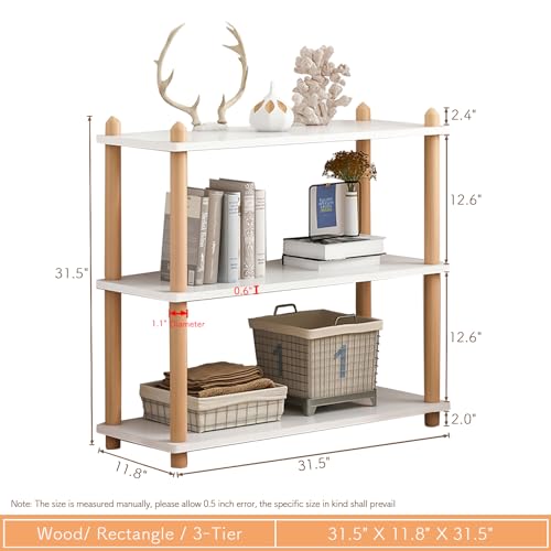 IOTXY 3-Tier Wooden Shelf Bookcase, Freestanding Open Bookshelf, White - color: White, size: 3-Tier