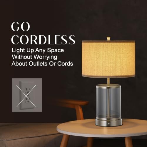O’Bright Luma - Battery Powered Table Lamp (Brushed Nickel, 19.5-inch) - color: Brushed Nickel, size: 19.5-inch