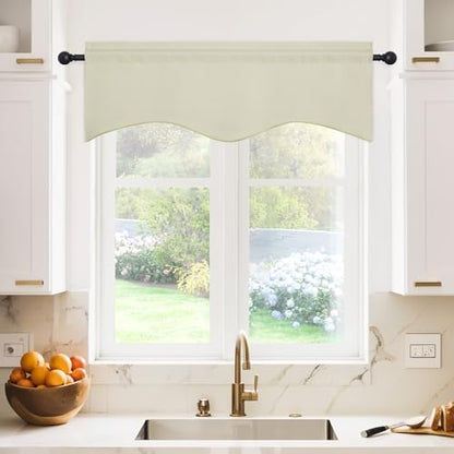 NICETOWN 2 Panels Light Beige Kitchen Valances for Window, 42W x 18L - color: Light Beige, size: 42"W x 18"L (Pack of 2)