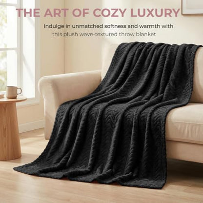 Exclusivo Mezcla Large Fleece Throw Blanket for Couch, Sofa, Black - color: Black, size: Throw ( 50x70 IN )