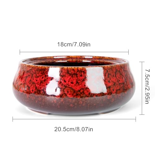 ARTKETTY Succulent Pots with Drainage, 8 Inch Large Plant Pots - color: Red