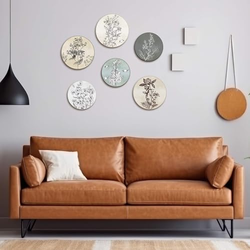 Barydat 6 Pcs Boho Wooden Plant Wall Art Decor,Round,8 Inch, 10 Inch - color: Neutral