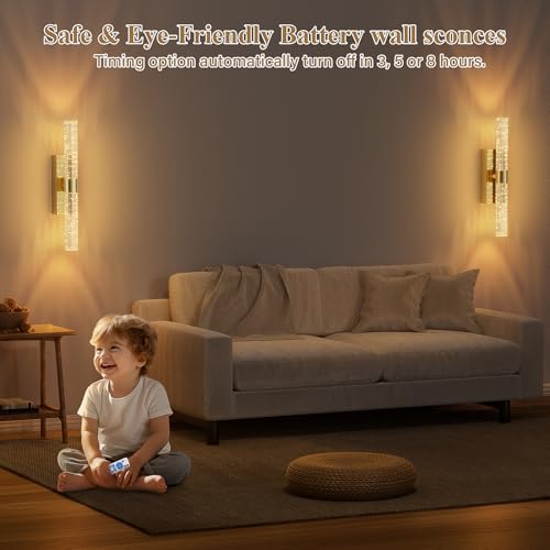 camuucci Battery Operated Wall Sconces Set of 2, Rechargeable Wall Lights - color: Gold, size: 15.3 Inches