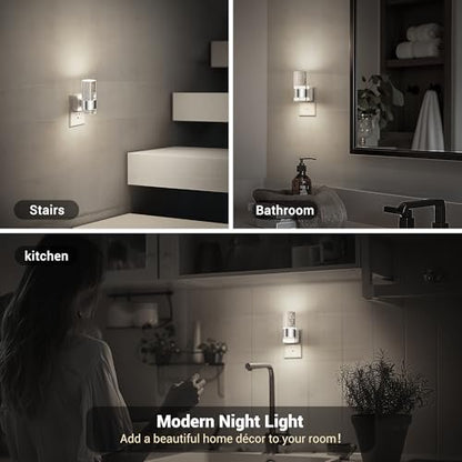 JandCase Night Light, Night Lights Plug into Wall, 2 Pack LED Nightlight - color: Silver