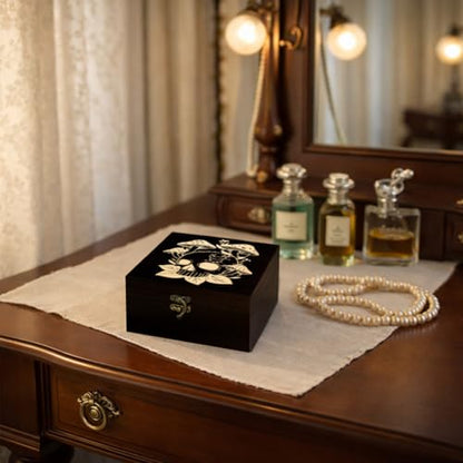 arricraft Small Wooden Keepsake Storage Box, Skeleton Skull Mushroom Plant