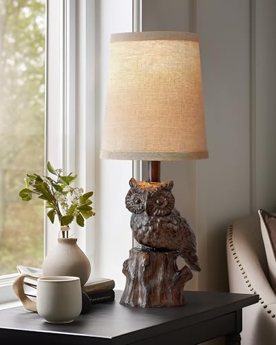 Small Table Lamp for Bedroom, 14.25" Farmhouse Resin Brown Nightstand Lamp - color: ‏‏‎ ‎‏‏‎ ‎Brown