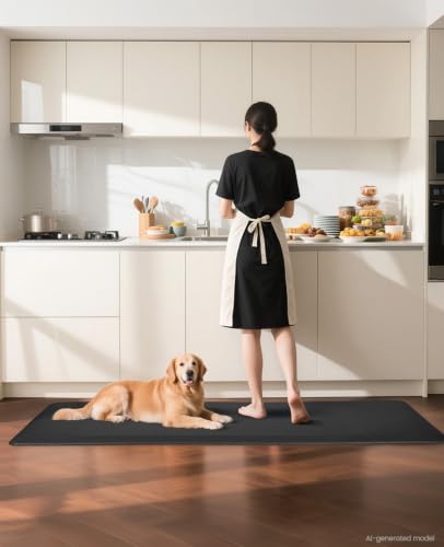 Ophanie Kitchen Mats for Floor, 3/4 Inch Thick, 20 x 60 Anti Fatigue Cushioned Mat,Kitchen Rugs,Waterproof,Comfort Ergonomic Standing Mat for Office,Home,Sink with 99+ Pairs of Anti-Slip Bottom Ridges - color: Black, size: 20"L x 60"W x 0.8"Th