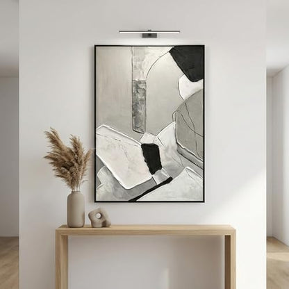 QKF Gray Geometric 3D Texture Black Aluminum Frame Canvas Wall Art - color: Gray & Beige Neutral