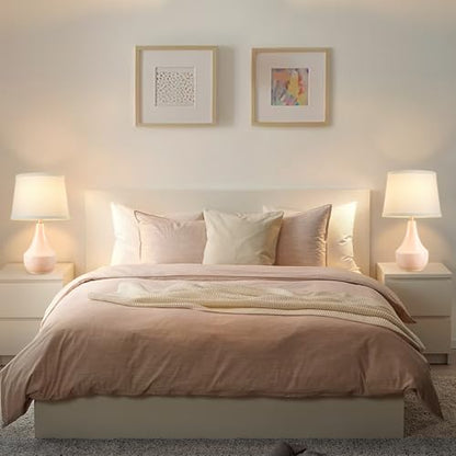 GyroVu 18" Table Lamp Set of 2, Ceramic Lamp Classic Beside Lamps Nightstand Lamp Modern Bedside Lamp for Living Room, Bedroom & Office Rocker Switch Pink-LED Bulbs Included - color: 18.63" Pink