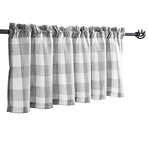 Grey White Buffalo Check Valance Curtain Farmhouse Kitchen Window 52x15" 1 - color: Grey and White, size: 50"W x 15"L (Pack of 1)