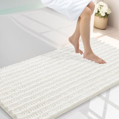 Smiry Bathroom Rugs 44X24, Extra Soft Rubber Backing Chenille Bath Mats - color: Ivory, size: 44'' X 24''
