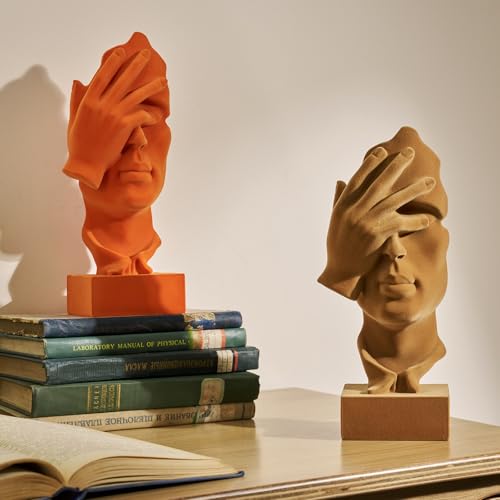 Thinker Statue See No Evil with Soft Velvety Texture, Brown - color: Nosee-brown