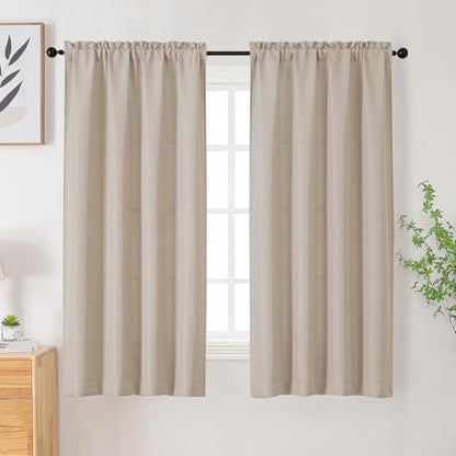Linen Curtains 63 Inches Long for Bedroom Living Room 2 Panels - color: Linen, size: 40"W x 63"L (Pack of 2)