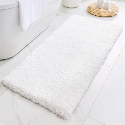 Disolla White Bathroom Runner Rug 24x59, Non-Slip Soft Plush Large Bath Mat - color: White, size: 2' x 4'11" (24''x59'' Bathroom Rug)