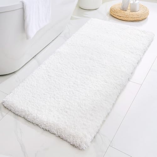 Disolla White Bathroom Rugs 24x48, Microfiber Non-Slip Plush Thick Bath Mat - color: White, size: 2' x 4' (24''x48'' Bathroom Rug)