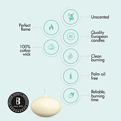 BOLSIUS Unscented Floating Candles - Pure Rich Creamy Ivory, 20 Set - Smokeless, European Quality - Imbue Breathtaking Ambiance for Romantic Wedding Centerpieces, Decorations, Events, Holiday Parties - size: 1.75 Inch, style: 1 Pack