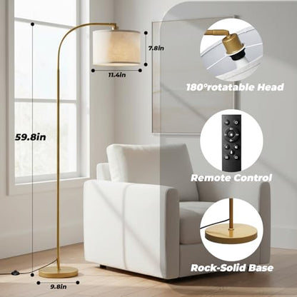 LALISU Arc Floor Lamps Modern Standing Remote Floor Lamp for Living Room - color: Gold