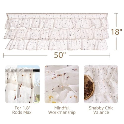 jinchan Mini Pom-Pom Ruffled Valance for Windows 18 Inch 1 Panel Orange - color: Dottie Amber Bloom