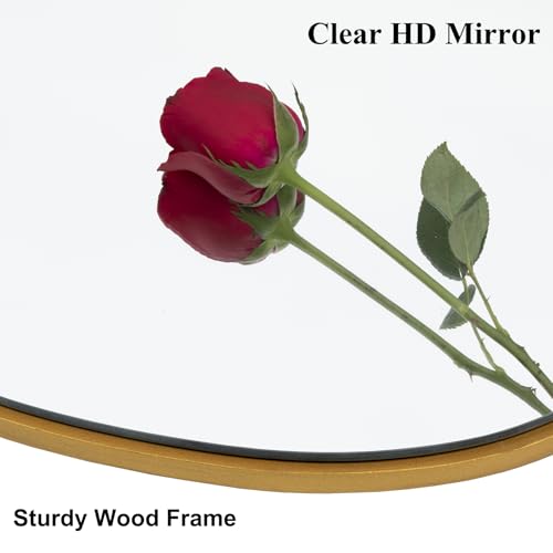 Irregular Asymmetrical Wall Mirror, 28x20 Inch Gold Bathroom Mirror - size: 28"L x 20"W