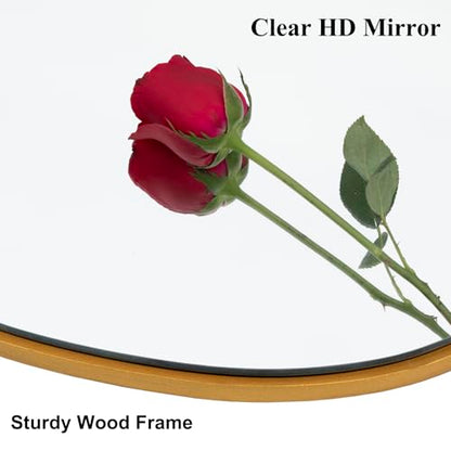 Irregular Asymmetrical Wall Mirror, 28x20 Inch Gold Bathroom Mirror - size: 28"L x 20"W