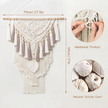 Dremisland Macrame Wall Hanging Large Boho Woven Wall Tapestry Handmade - color: Beige-Large