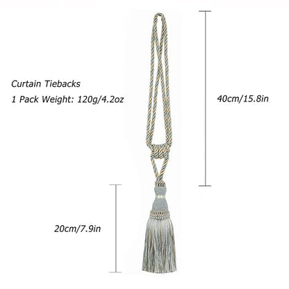 BEL AVENIR 2 Pack Curtain Tiebacks Tassel Drapery Tie-Backs Rope Holdbacks - color: Blue, size: 2 Pack