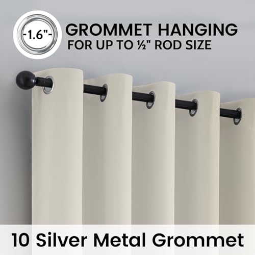 SimpleHome Cream 100% Blackout Curtains Room Darkening Living Room 63 Inch - color: Cream, size: 62"W x 63"L (Pack of 2)