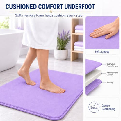 RUN HELIX Bathroom Rugs Sets 3 Piece, Soft Absorbent Memory Foam Bath Mats Set, Dry Fast Bath Mat, Machine Washable Bath Rug Set for Bathroom （Lilac） - color: Lilac