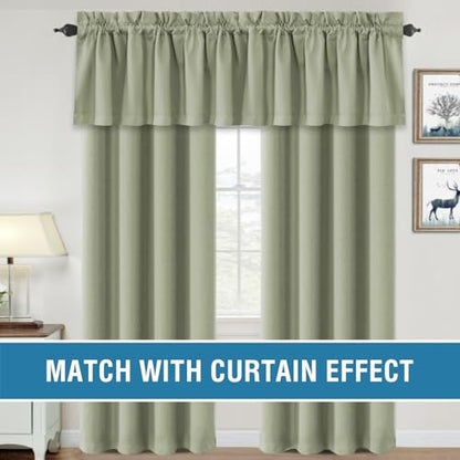 H.VERSAILTEX 100% Blackout Curtain Valances for Kitchen Windows/Bathroom/Living Room/Bedroom Thermal Insulated Rod Pocket Valances for Windows, 2 Pack, 52" x 18", Light Sage - color: Light Sage