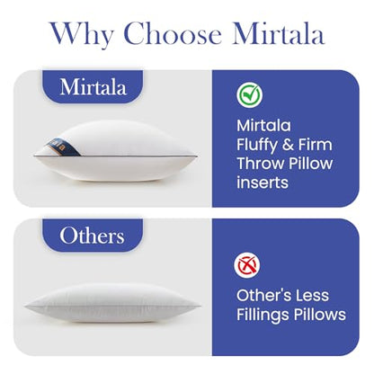 Mirtala 12"x20" Pillow Inserts Set of 2 with 100% Cotton Cover Decorative Square Throw 20" Pillows Living Room, Sofa, Couch, and Bed-White (2, 12 x 20 Inch) - size: 12 x 20 Inch