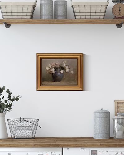 HUARCEY Framed Canvas Wall Art, Classical Roses Floral Prints, 8x10 Inch - color: Roses in Vase, size: 10"L x 8"W
