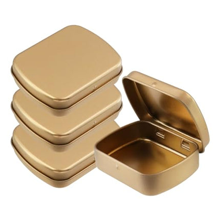 4pcs Rose Gold Empty Hinged Tin Box Metal Tins Storage Box - color: Rose Gold
