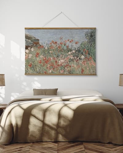 ARPEOTCY Extra Large Framed Wall Art, Seaside Wildflower Prints, 36x54In - color: Beachside Poppies