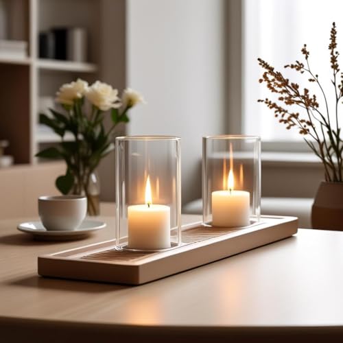 CYS EXCEL 2 PCS (H:6" D:4") Open Ended Clear Glass Hurricane Candleholder Tube Lamp Shade Open Flame Candlestick Holder Chimney Tube Cover Bottomless Cylinder - size: 4" wide x 6" tall