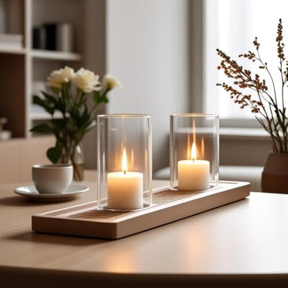 CYS EXCEL 2 PCS (H:6" D:4") Open Ended Clear Glass Hurricane Candleholder Tube Lamp Shade Open Flame Candlestick Holder Chimney Tube Cover Bottomless Cylinder - size: 4" wide x 6" tall