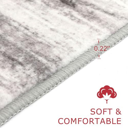 KOZYFLY Modern Abstract Washable Rug Runner 2x8 Hallway Runner Rug Non-Slip Soft Kitchen Runner Rugs, Print Grey/Light Beige/Brown Striped Carpet Runner for Entryway Bathroom - color: Grey/Light Beige/Brown, size: 2' x 8' (Runner)