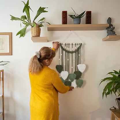 ORIGACH DIY Macrame Leaf Wall Hanging Kit Boho Macrame Leaf Tapestry Kit for Adults Beginner Handmade Macrame Feather Wall Hanging Decor for Living Room Bedroom