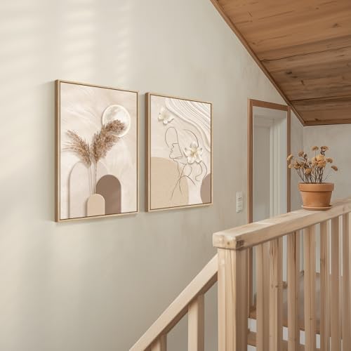 Framed Modern Neutral Beige Abstract Wall Art for Living Room, 20x30 Inch - color: 2 Piece-Neutral, size: 20" W x 30" H x 2Pcs
