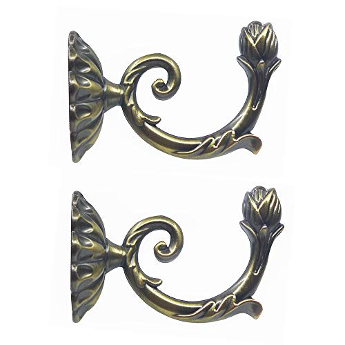 Ailejia 1Pair Curtain Holdbacks Metal Wall Mounted Curtain Tiebacks Solid Color Simplicity European Crown Hook Design Curtain Holdbacks (Bronze) - color: Bronze