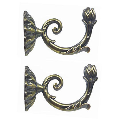 Ailejia 1Pair Curtain Holdbacks Metal Wall Mounted Curtain Tiebacks Solid Color Simplicity European Crown Hook Design Curtain Holdbacks (Bronze) - color: Bronze