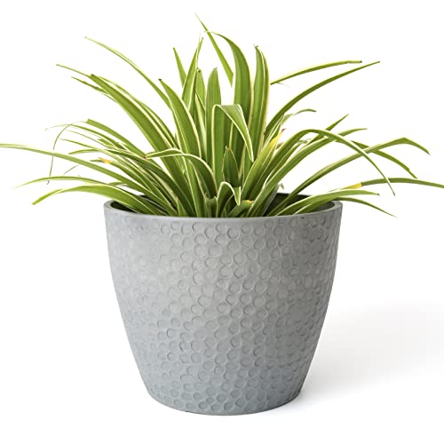 LA Jolie Muse Planter Pot, Outdoor Flower Pot, 9.4 Inch Decorative Planter - color: Gray