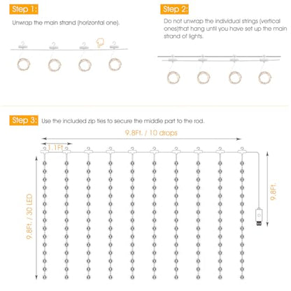 Minetom Halloween Curtain Lights, 300 LEDs Twinkle Fairy Lights, 8 Modes - color: Orange, size: 1 Pack