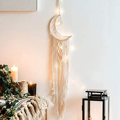 Dremisland Boho Macrame Wall Hanging Moon Dream Catcher Bedroom Door Decor