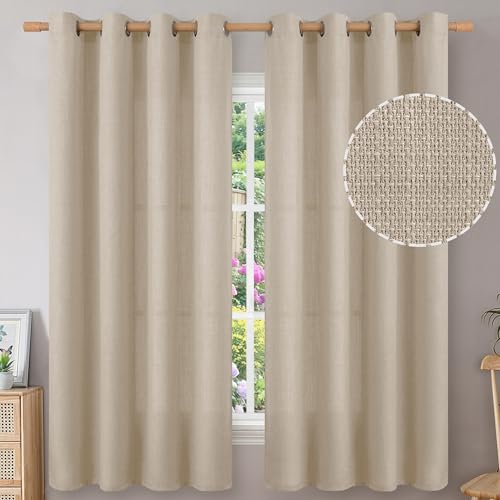 BGment Oatmeal Linen Curtains 63 Inch Length for Living Room - 2 Panels - color: Oatmeal, size: 52"W x 63"L (Pack of 2)