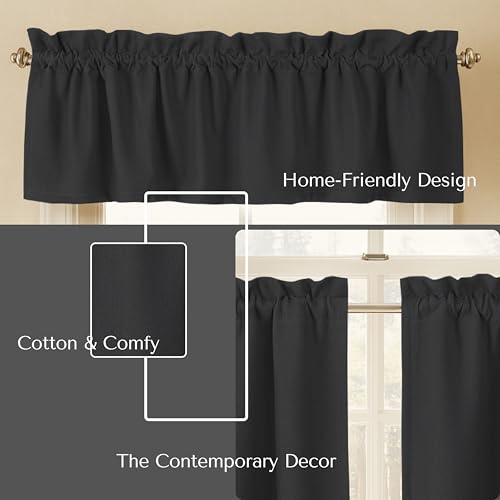 Native Fab 3 Pieces Window Curtain Tiers 26"x36" and Valance 54"x18" Set - Rod Pocket - Semi Sheer - Farmhouse Short Curtain for Kitchen, Bedroom, Bathroom - Grey - color: Grey