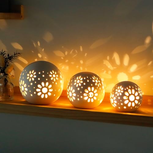 HY Design Set of 3 Ceramic Decorative Lamp 5" H Battery Powered (White)