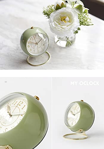 SHISEDECO Small Tableclock Classic Non-Ticking Tabletop Alarm Clock,Green ﻿ - color: Green