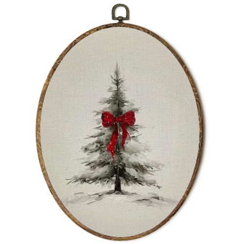 FSTCSV Minimalist Christmas Tree Oval Wall Art Framed 8.8x11.5in - color: oval-10